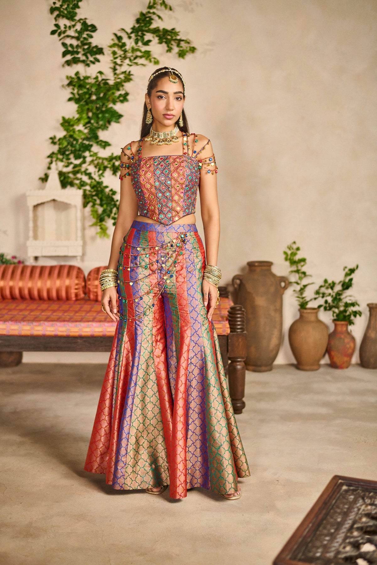 Banjaran trinkle corset garara set