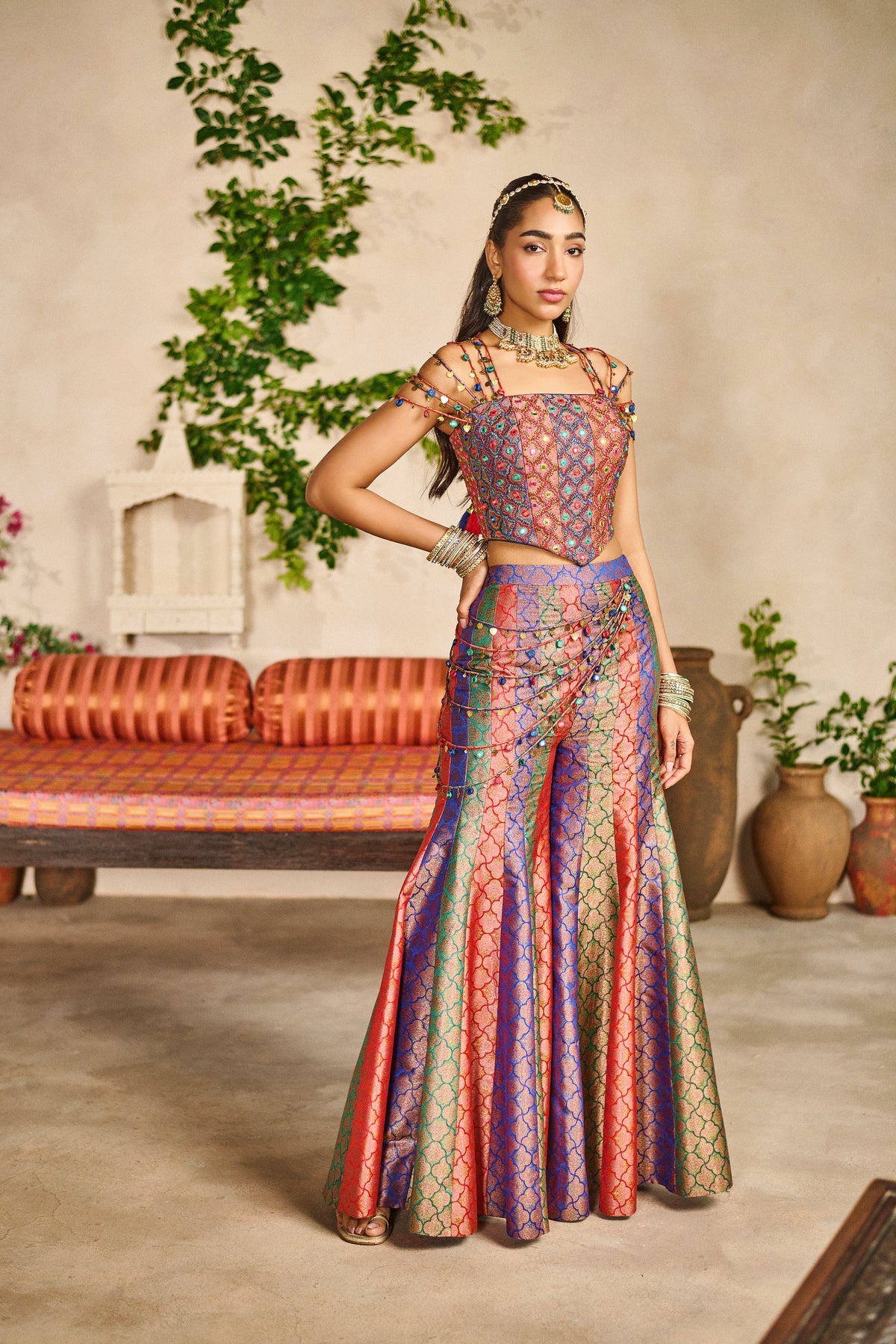 Banjaran trinkle corset garara set