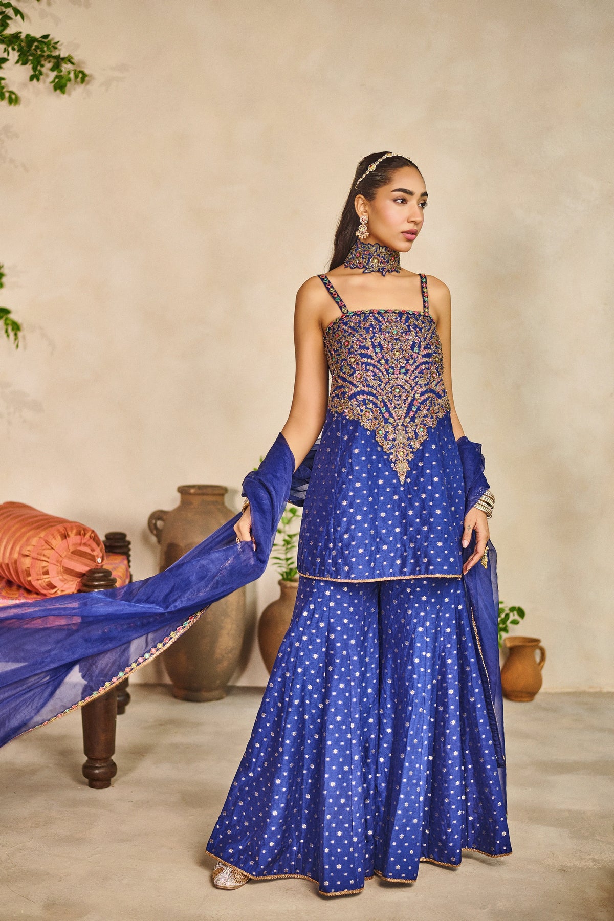 Neel sitara peplum kurta garara set