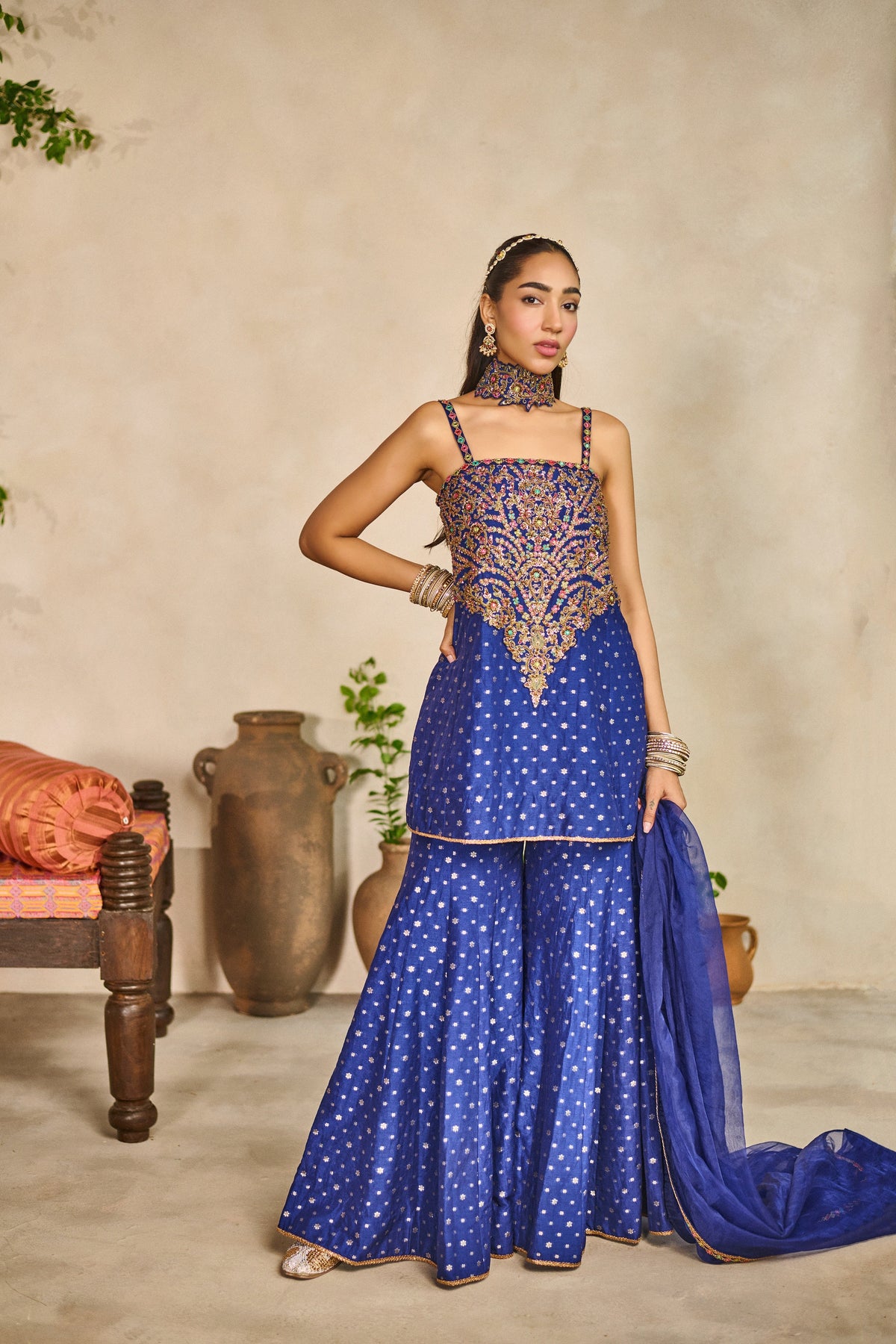 Neel sitara peplum kurta garara set