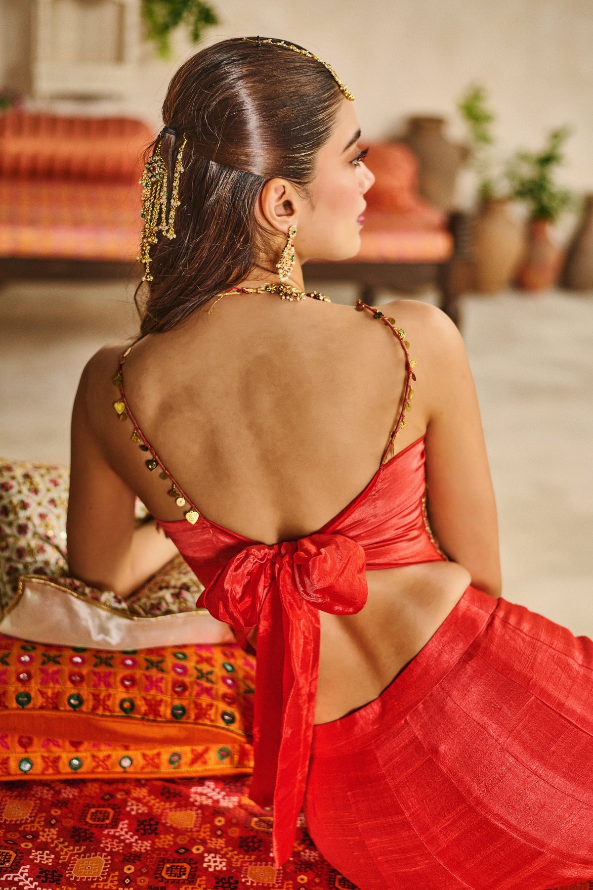 Narangi banjaran trinkle hanky top garara set