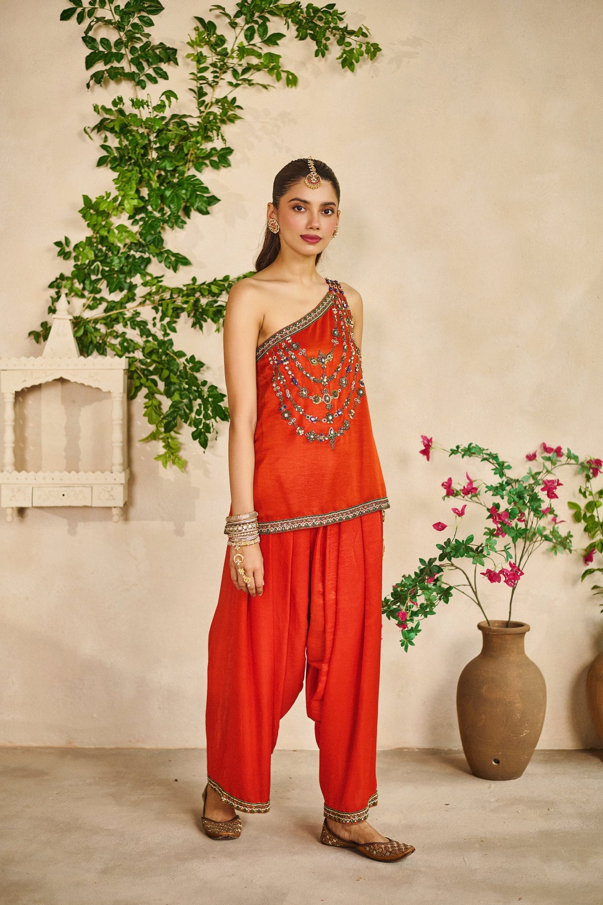 Palash haar one shoulder kurta salwar set