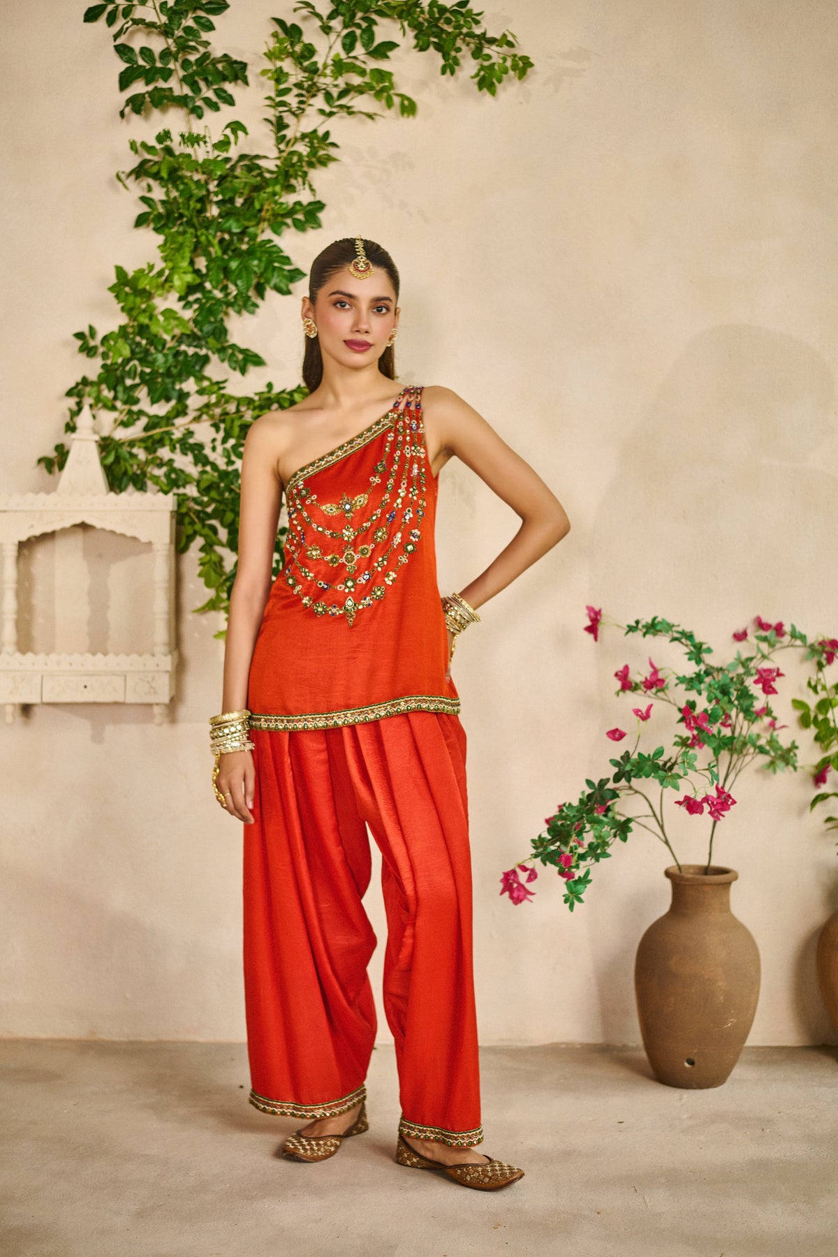 Palash haar one shoulder kurta salwar set