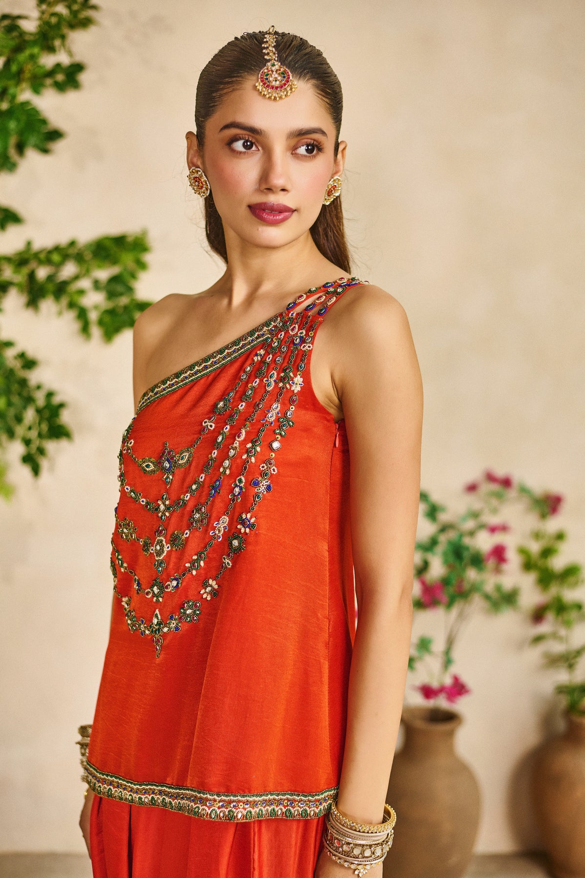 Palash haar one shoulder kurta salwar set