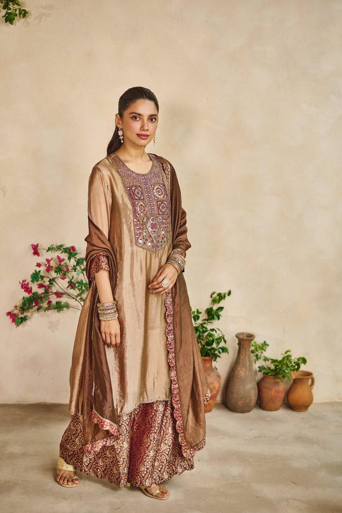 Sheesh kashida kaftan pants set