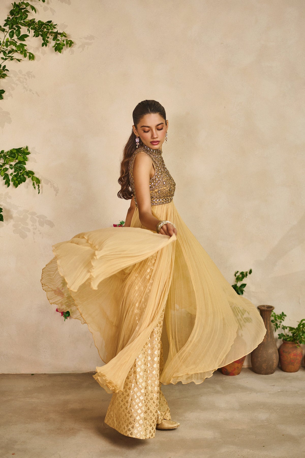 Kundan leher anarkali set
