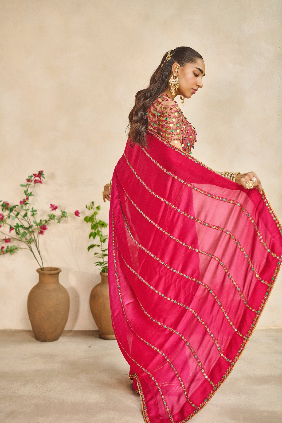 Gulabo banjaran trinkle saree