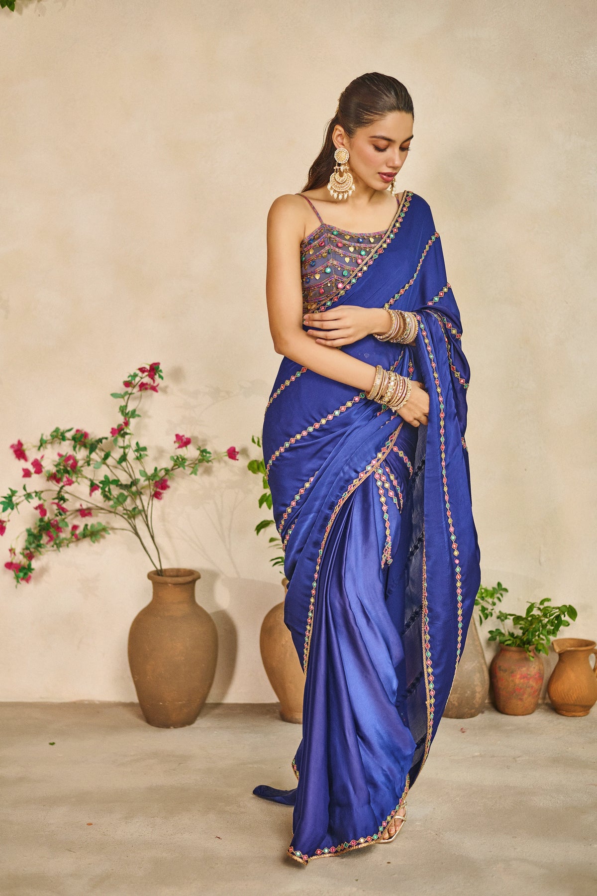 Neel banjaran trinkle saree