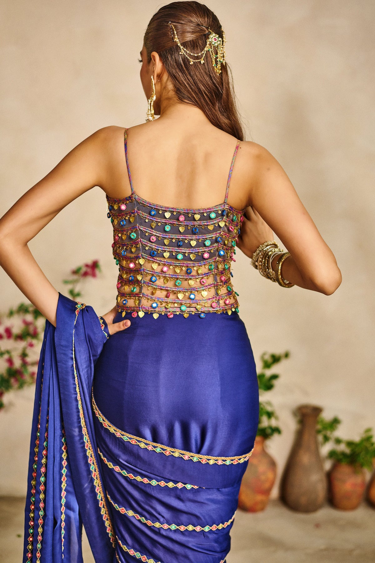 Neel banjaran trinkle saree