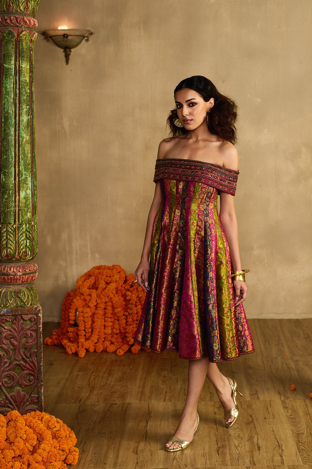 Ivory Crop Top With Lehenga Dupatta