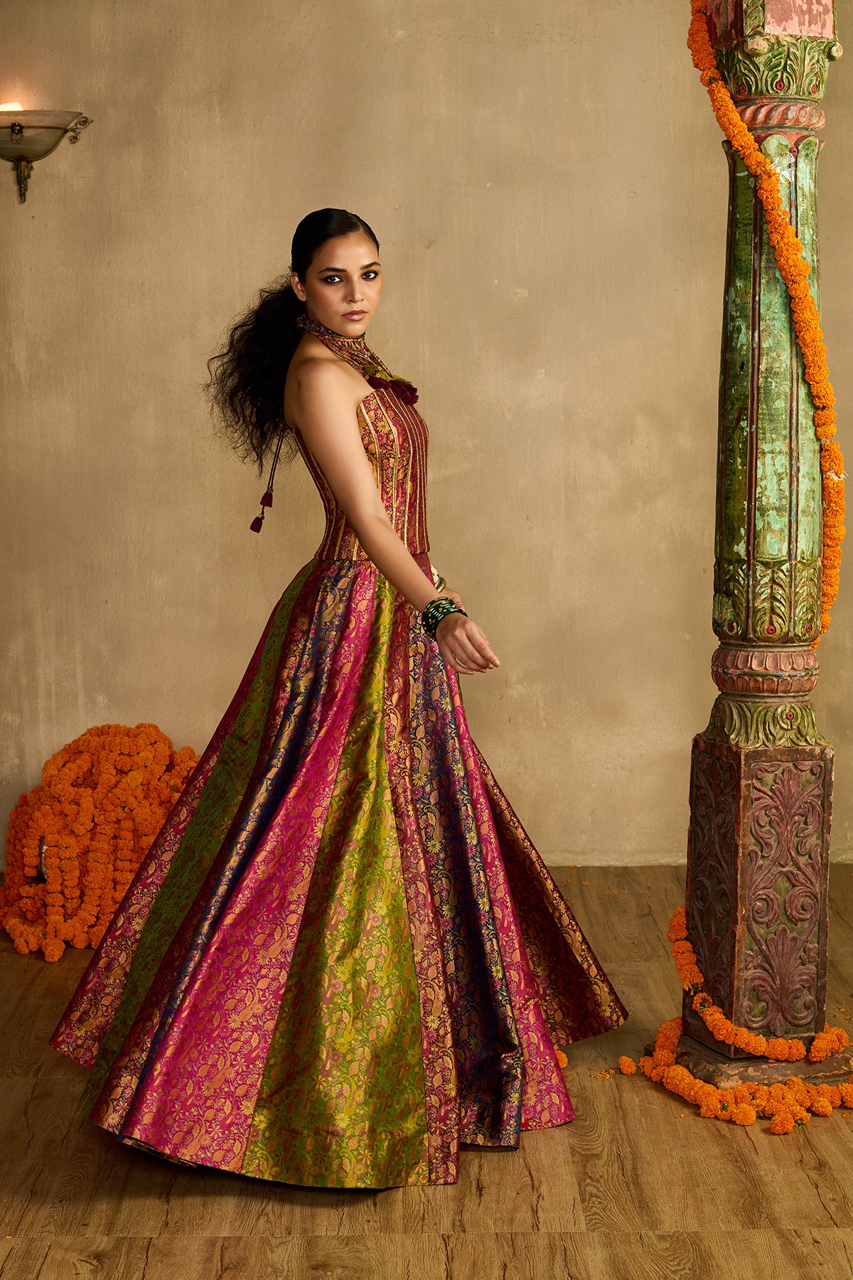 Gulaabi Haryali Lehenga Set
