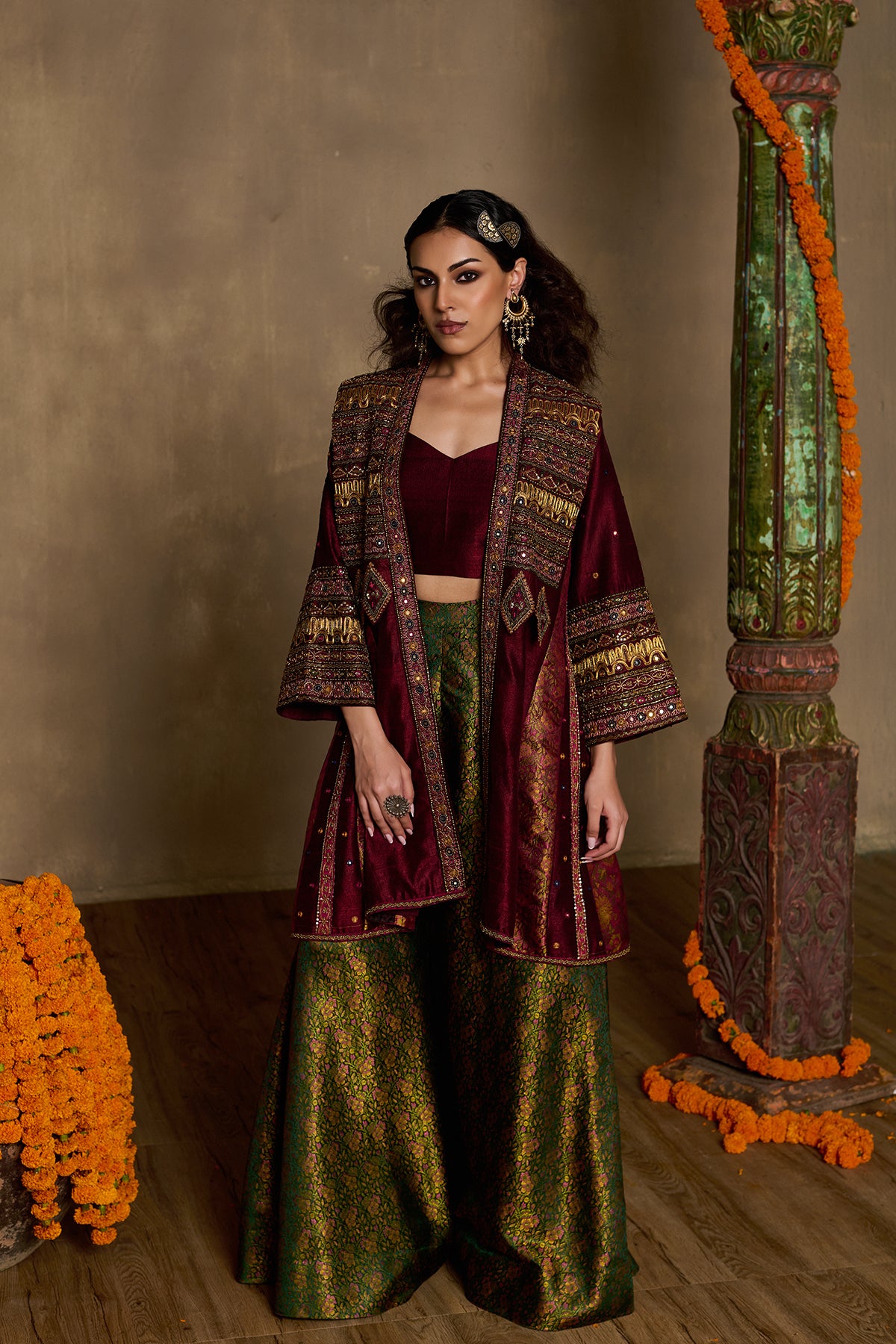 Tribal jacket flare pants set