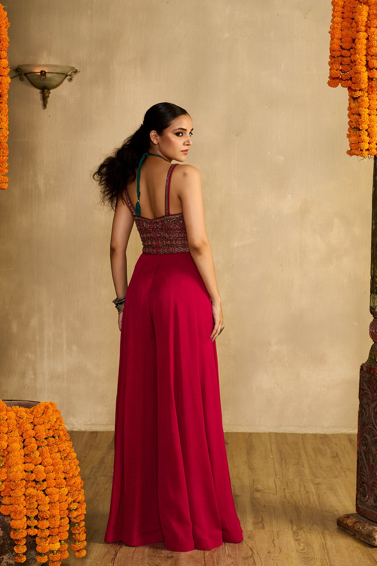 Rani pink Jumpsuit Set with cape