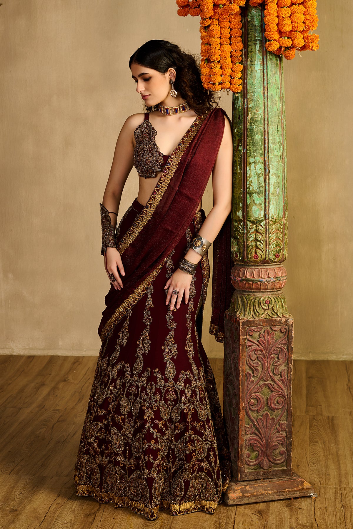 Miraaz maroon Lehenga Set