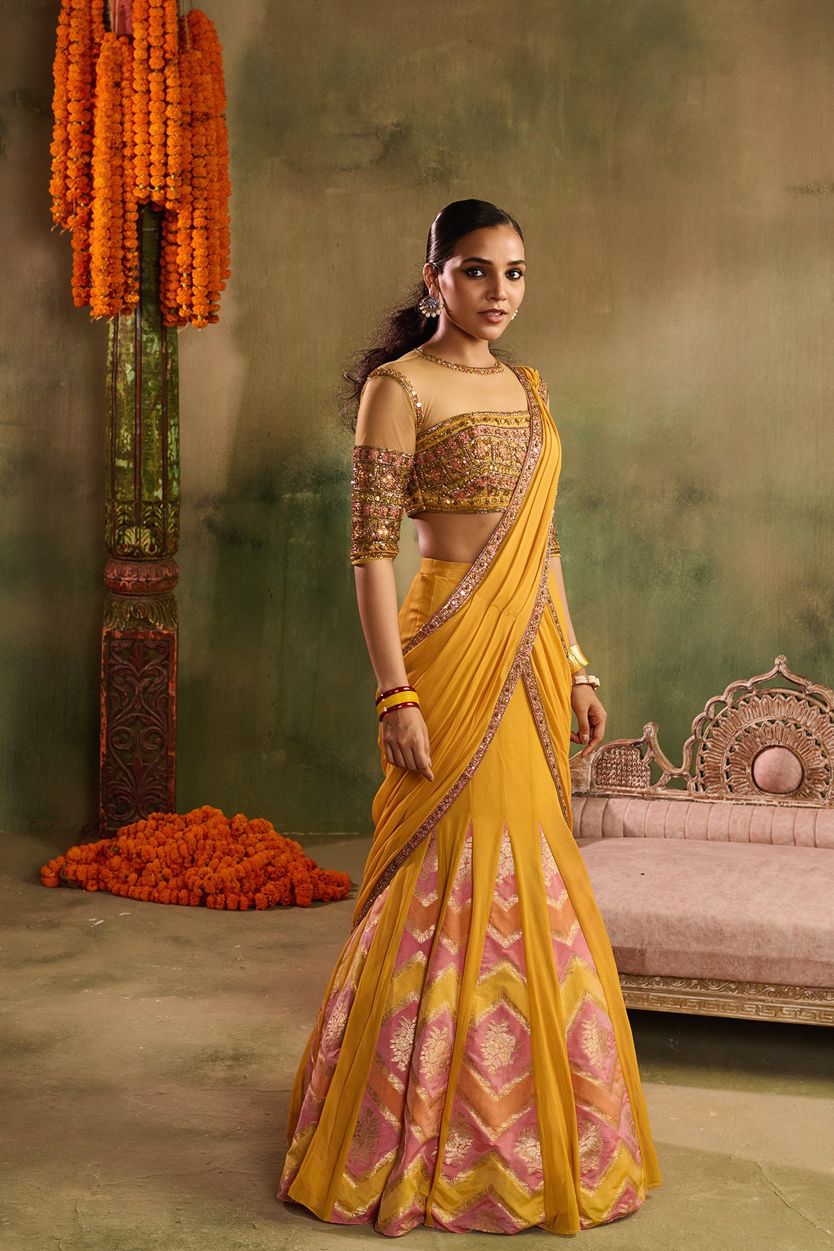 Genda glory lehenga set