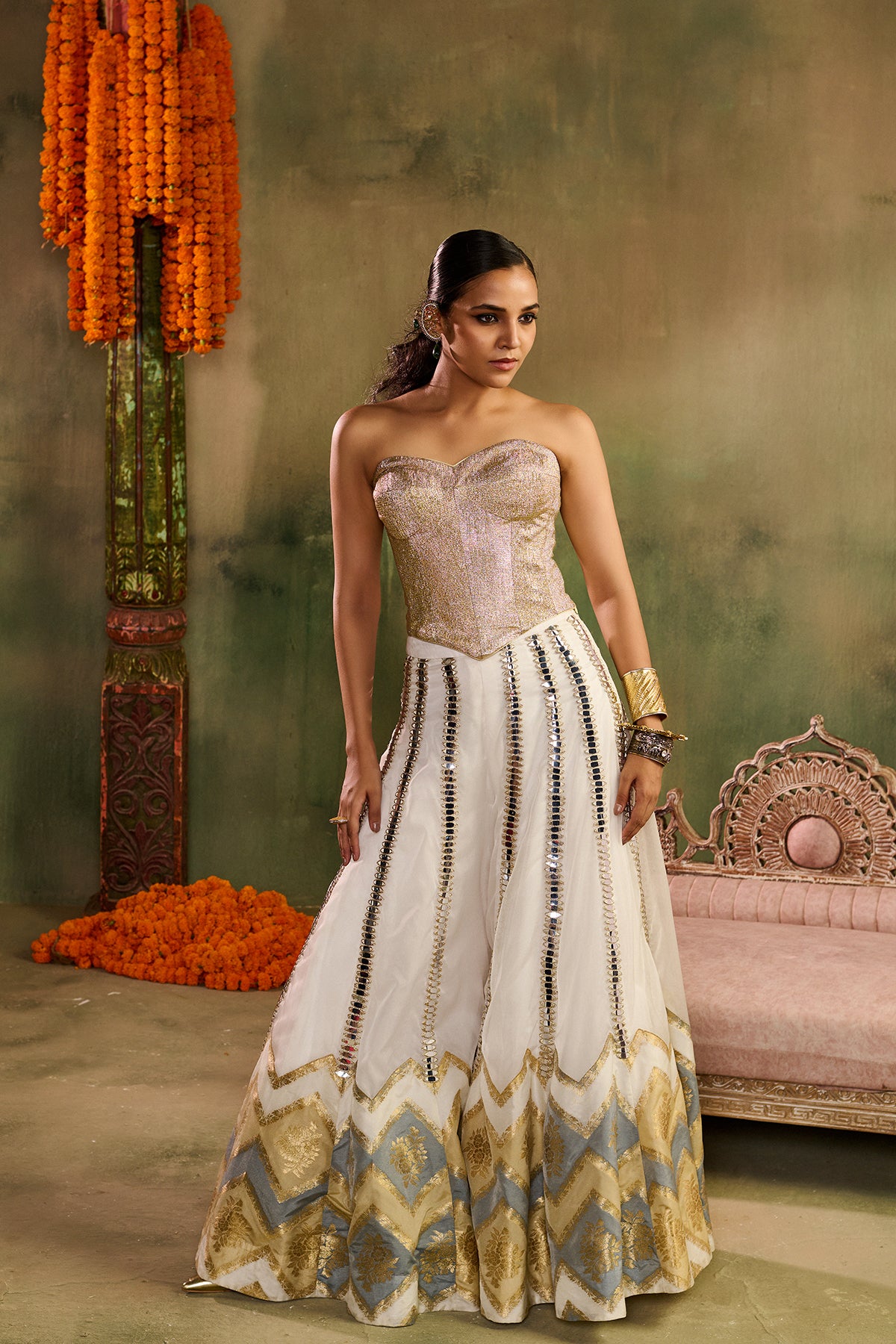 Chamkeeli ivory Sharara Set