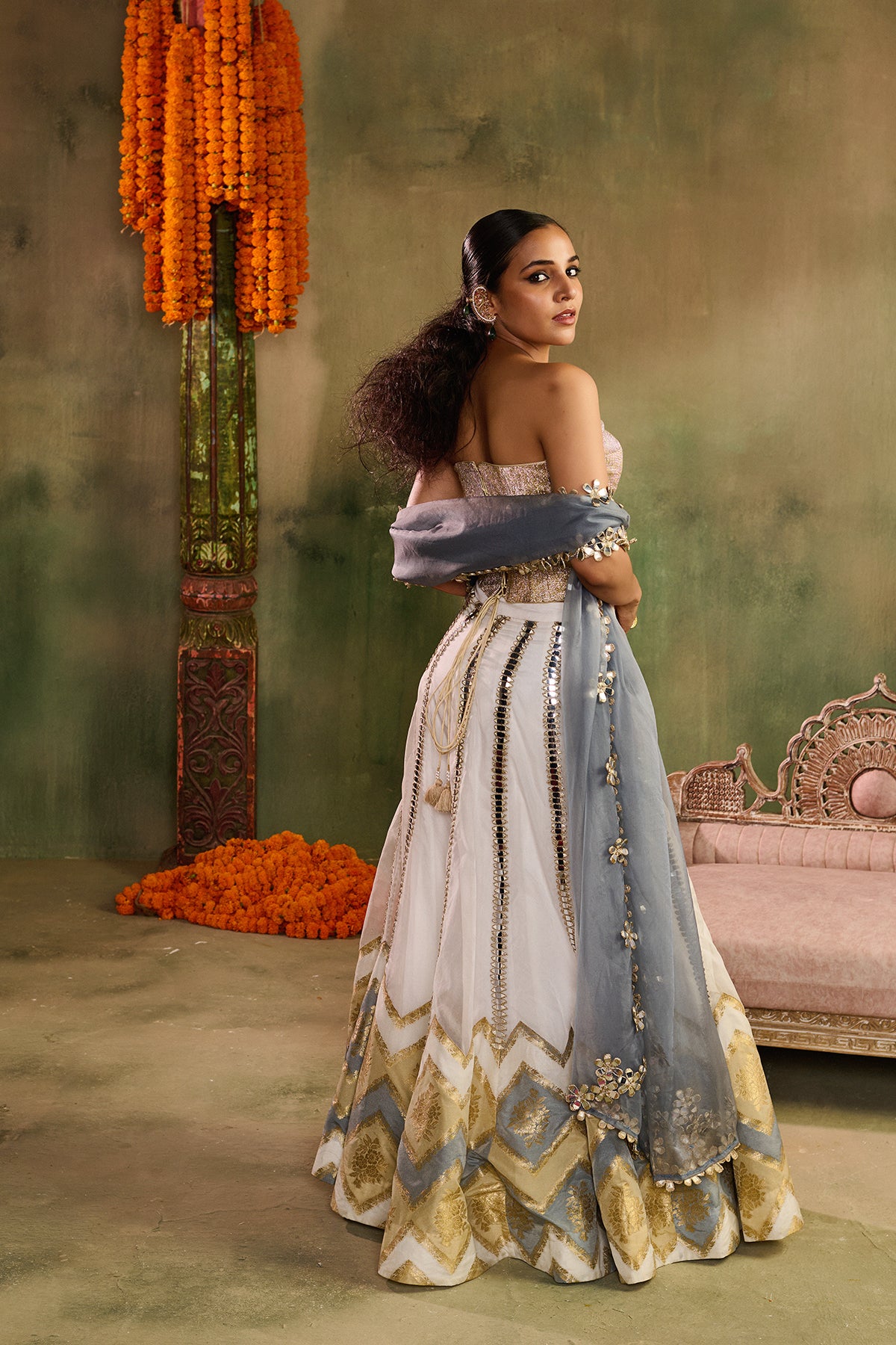 Chamkeeli ivory Sharara Set