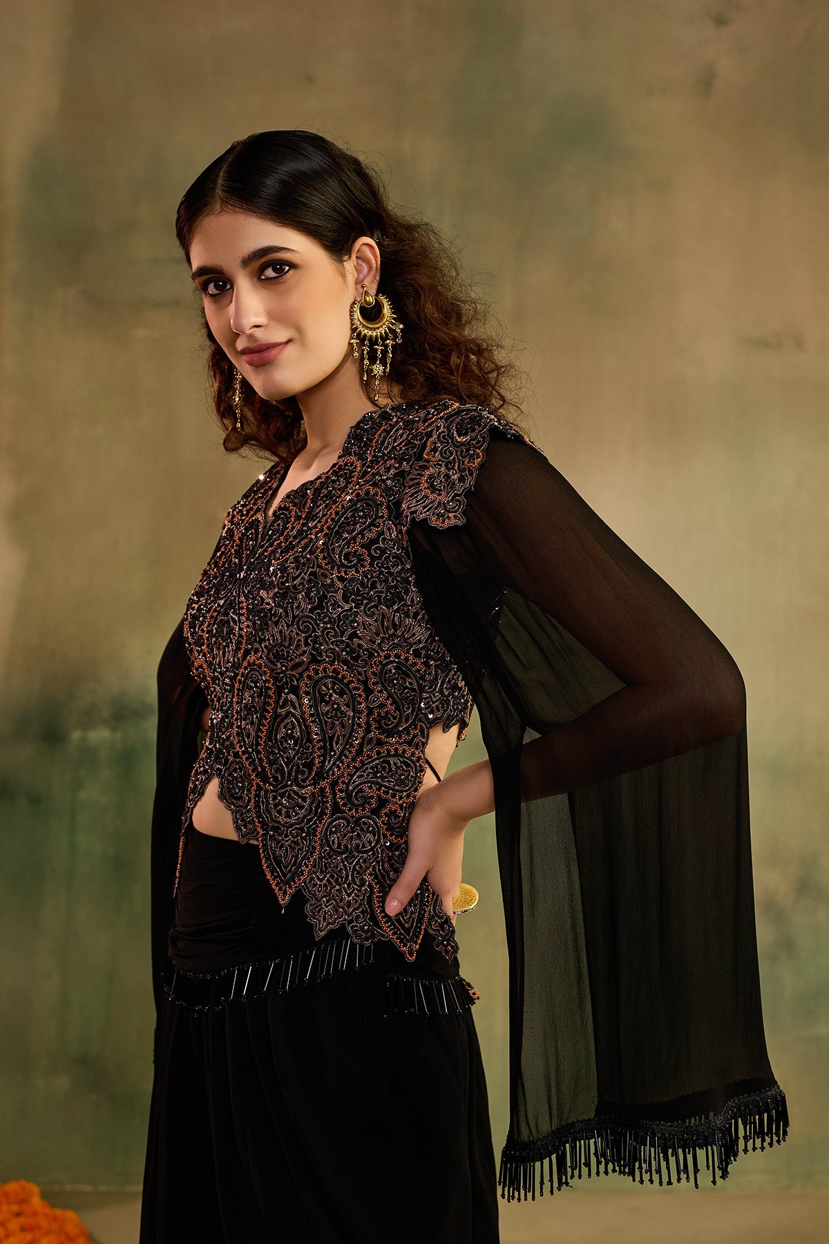 Zar blouse drape skirt set