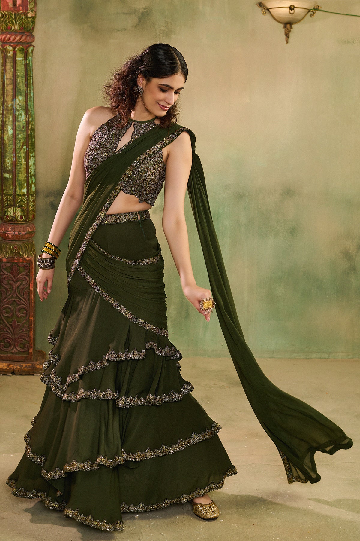 Abeer layered lehenga set