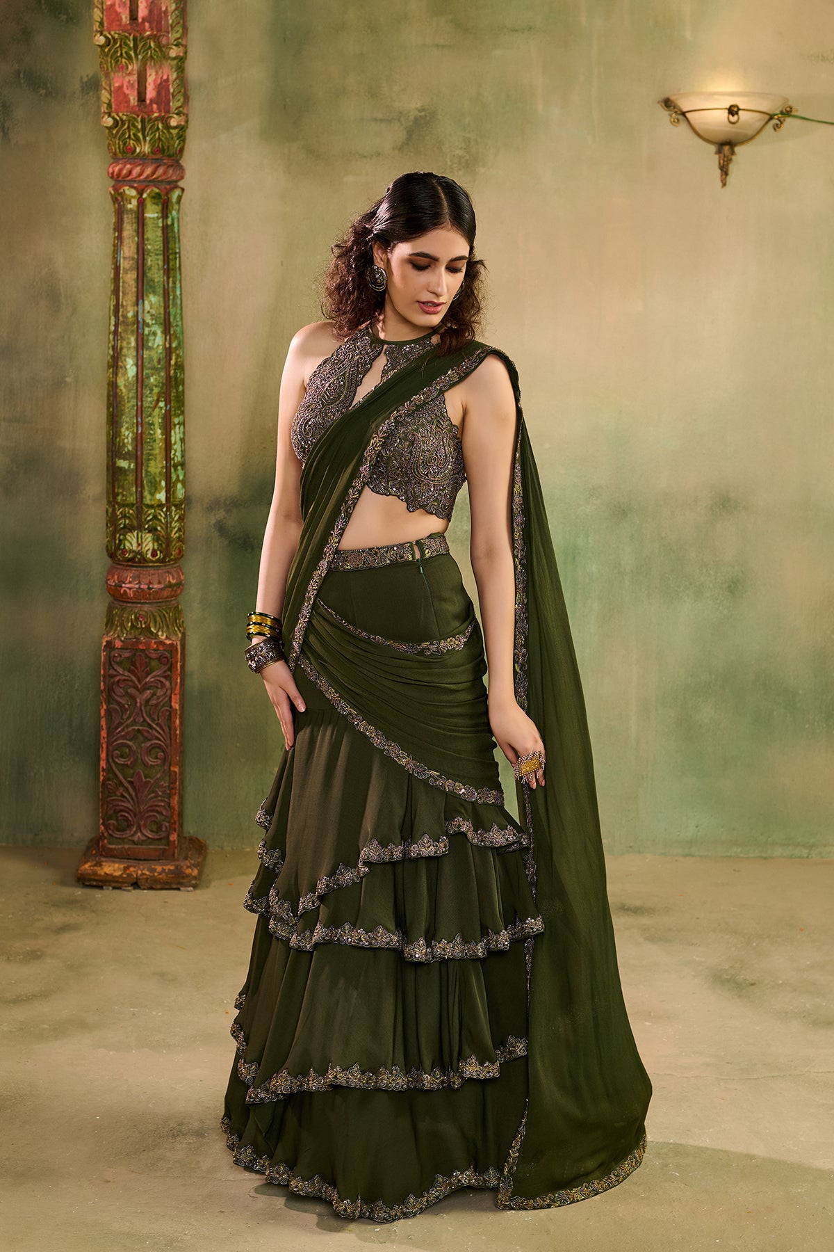 Abeer layered lehenga set