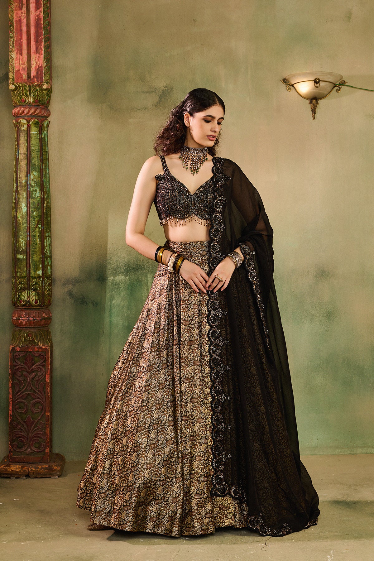 Tassel Tara black Lehenga Set