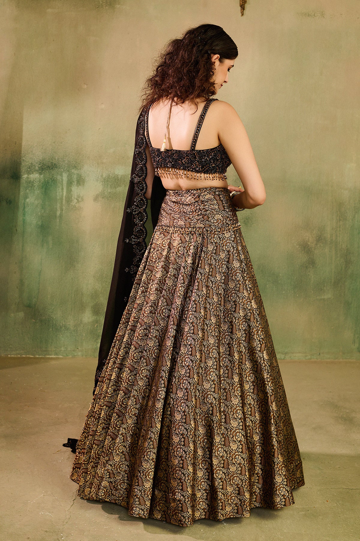 Tassel Tara black Lehenga Set