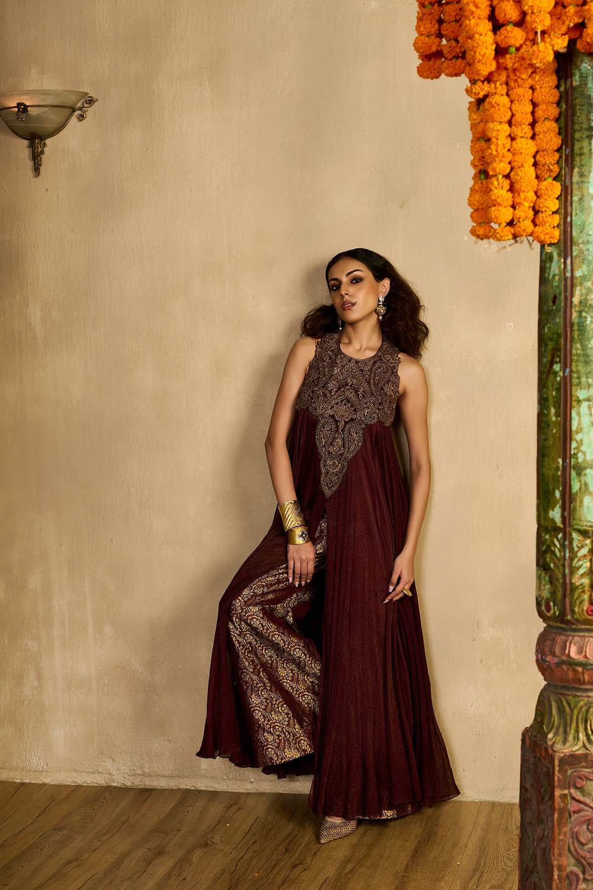 Begum maroon Kurta Set
