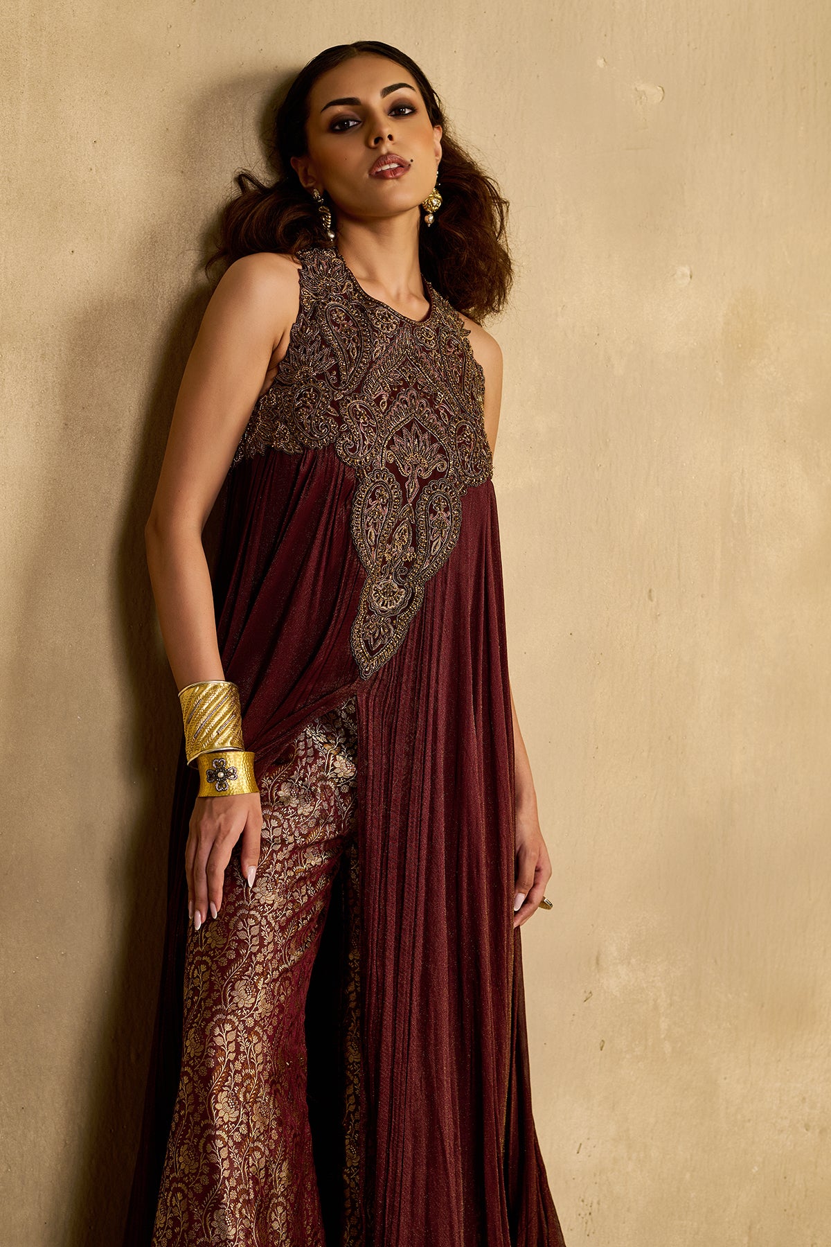 Begum maroon Kurta Set